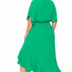 Bluebell Plus Size Tati Surplice Ruffle Dress - Green 12 Bluebell Plus Size Tati Surplice Ruffle Dress - Green