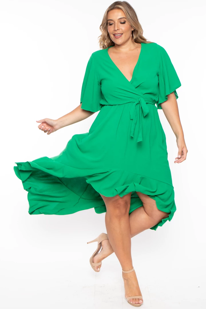 Bluebell Plus Size Tati Surplice Ruffle Dress - Green 5 Bluebell Plus Size Tati Surplice Ruffle Dress - Green