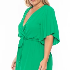 Bluebell Plus Size Tati Surplice Ruffle Dress - Green