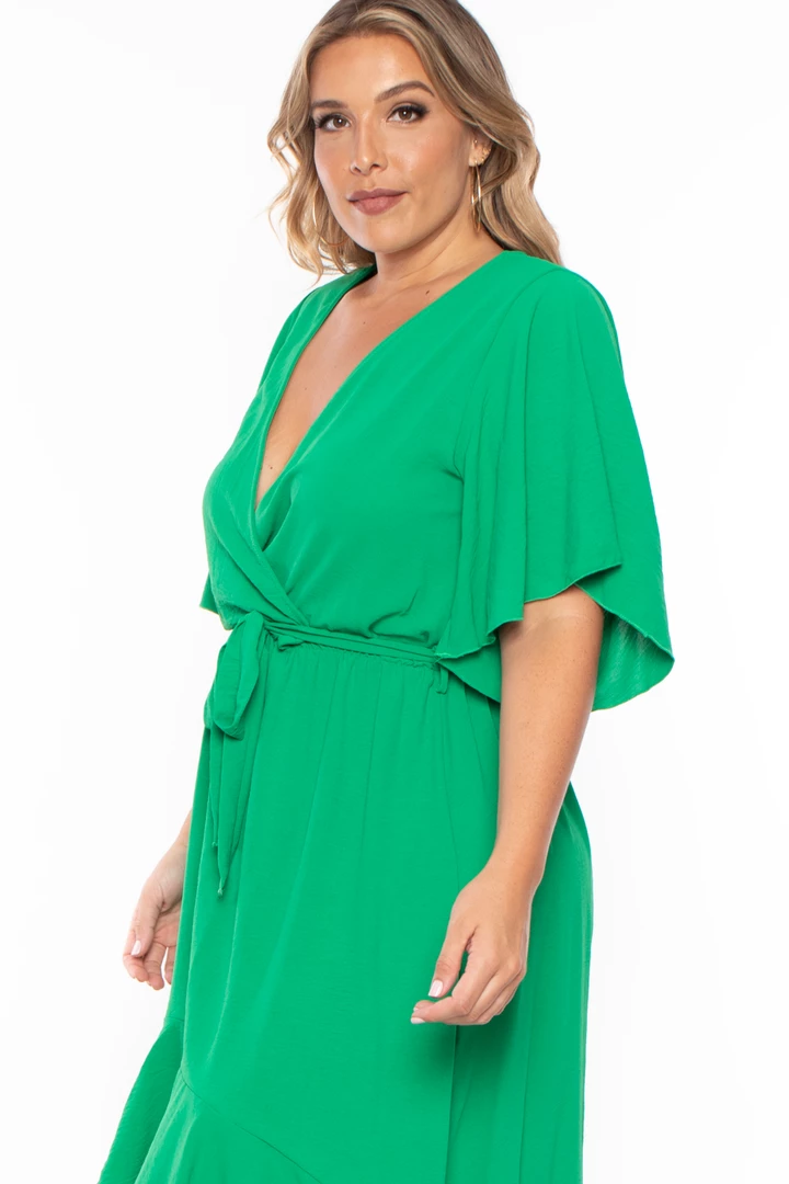 Bluebell Plus Size Tati Surplice Ruffle Dress - Green 4 Bluebell Plus Size Tati Surplice Ruffle Dress - Green