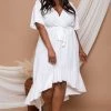 Bluebell Plus Size Tati Surplice Ruffle Dress - White New Arrivals