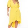 Bluebell Plus Size Tati Surplice Ruffle Dress - Yellow New Arrivals