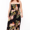 Bluebell Party Jumpsuilts Plus Size Floral Smocked Strapless Romper - Black 1 Bluebell Party Jumpsuilts Plus Size Floral Smocked Strapless Romper - Black