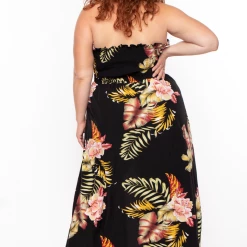 Bluebell Party Jumpsuilts Plus Size Floral Smocked Strapless Romper - Black 11 Bluebell Party Jumpsuilts Plus Size Floral Smocked Strapless Romper - Black