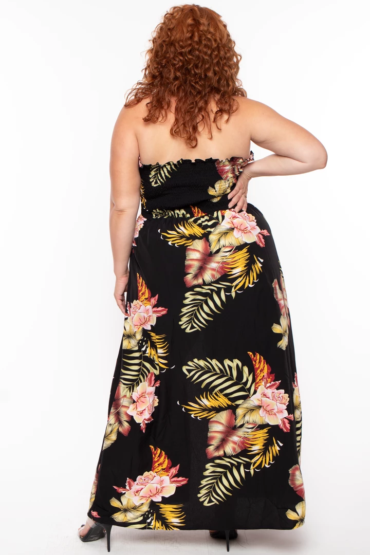 Bluebell Party Jumpsuilts Plus Size Floral Smocked Strapless Romper - Black 7 Bluebell Party Jumpsuilts Plus Size Floral Smocked Strapless Romper - Black