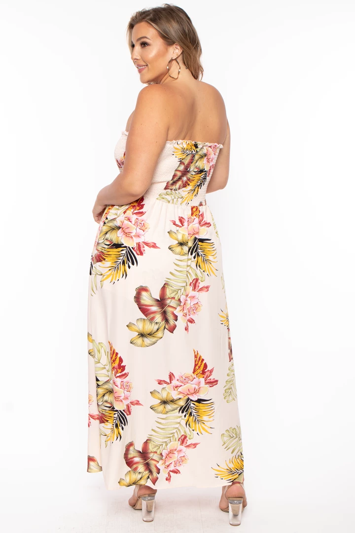 Bluebell Back In Stock Plus Size Floral Smocked Strapless Romper - Ivory 7 Bluebell Back In Stock Plus Size Floral Smocked Strapless Romper - Ivory