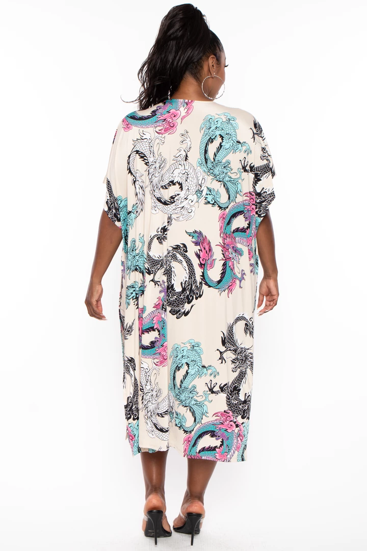 Bluebell Plus Size Dragon Kimono And Dress Set - Taupe Matching Sets 8 Bluebell Plus Size Dragon Kimono And Dress Set - Taupe Matching Sets