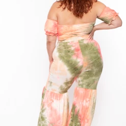 Bluebell Plus Size Tie Dye Top & Bell Bottom Pant Set - Orange 11 Bluebell Plus Size Tie Dye Top & Bell Bottom Pant Set - Orange