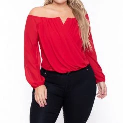 Bluebell New Arrivals Plus Size Aryana Cross Over Top - Red