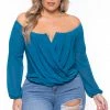 Bluebell Plus Size Aryana Cross Over Top - Teal