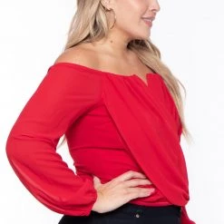 Bluebell New Arrivals Plus Size Aryana Cross Over Top - Red