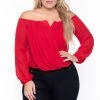 Bluebell New Arrivals Plus Size Aryana Cross Over Top - Red