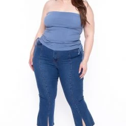 BlueBell Tops Plus Size Raylin Tube Top- Blue