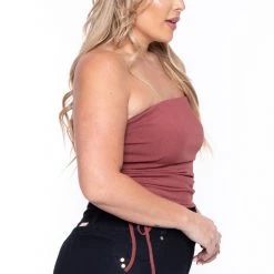 BlueBell Tops Plus Size Raylin Tube Top- Rust