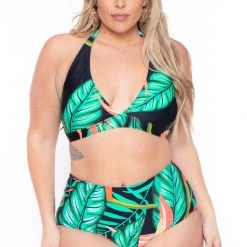 CACELIN Swimwear Plus Size Bree Tropical Bikini Set- Black