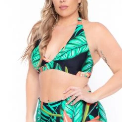 CACELIN Swimwear Plus Size Bree Tropical Bikini Set- Black
