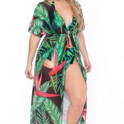 CACELIN Swimwear Plus Size Bree Tropical Bikini Set- Black