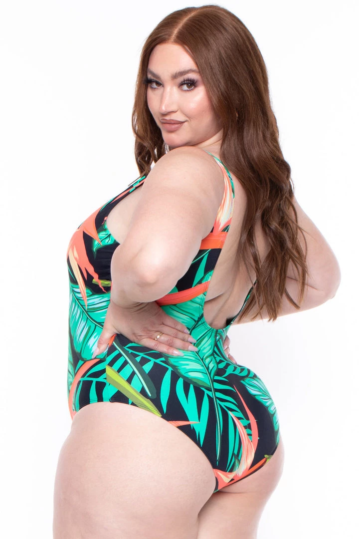 CACELIN Plus Size Maui Palm Swimsuit Set- Black 6 CACELIN Plus Size Maui Palm Swimsuit Set- Black