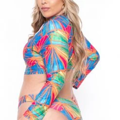 Cacelin Plus Size Shelly 3 Piece Bikini Set- Rainbow