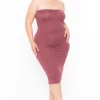 Capella Plus Size Elsie Basic Tube Midi Dress - Dark Mauve