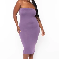 Capella Dresses Plus Size Elsie Basic Tube Midi Dress - Purple