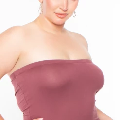 Capella Plus Size Elsie Basic Tube Midi Dress - Dark Mauve