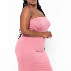 Capella Plus Size Elsie Basic Tube Midi Dress - Mauve