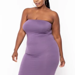 Capella Dresses Plus Size Elsie Basic Tube Midi Dress - Purple