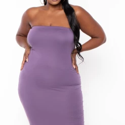 Capella Dresses Plus Size Elsie Basic Tube Midi Dress - Purple