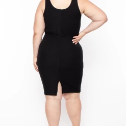 Capella Plus Size Essential Rib Tank Dress - Black Dresses