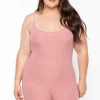 Capella Plus Size Essential Rib Romper - Mauve