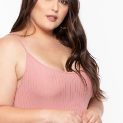 Capella Plus Size Essential Rib Romper - Mauve