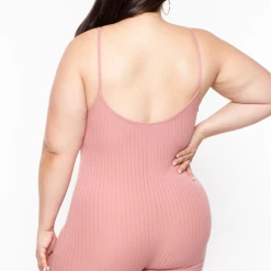 Capella Plus Size Essential Rib Romper - Mauve
