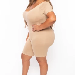 Capella Plus Size Martha Basic Romper - Khaki