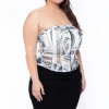 Carmin Plus Size Bill Print Mesh Bustier - Ivory 2 Carmin Plus Size Bill Print Mesh Bustier - Ivory
