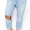 Cello Jeans Plus Size Girlfriend Destroyed Jean - Light Wash