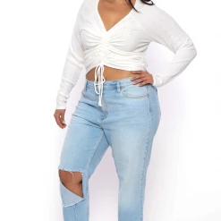 Cello Jeans Plus Size Girlfriend Destroyed Jean - Light Wash