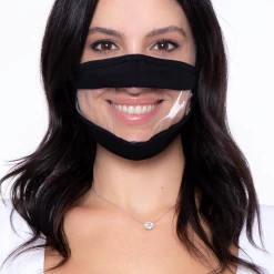 Curvy Sense Reusable Transparent Clear Face Mask - Black Face Masks
