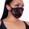 Curvy Sense Washable 3-Layer Lace-Trimmed Rose Mesh Face Mask -Black Face Masks