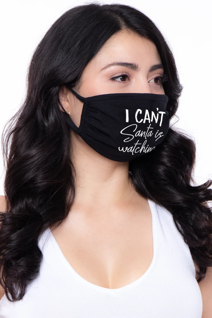 Curvy Sense Washable Christmas Face Mask - Santa Is Watching Face Masks 4 Curvy Sense Washable Christmas Face Mask - Santa Is Watching Face Masks