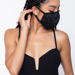 Curvy Sense Washable & Reusable Burnout Face Mask - Black Face Masks