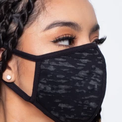 Curvy Sense Washable & Reusable Burnout Face Mask - Black Face Masks