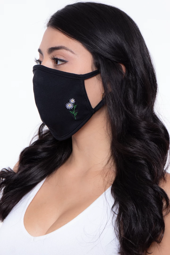 Curvy Sense Washable & Reusable Embroidered Face Mask - Flower Face Masks 3 Curvy Sense Washable & Reusable Embroidered Face Mask - Flower Face Masks