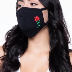 Curvy Sense Face Masks Washable & Reusable Embroidered Face Mask - Rose