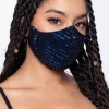 Curvy Sense Face Masks Washable Dual-Layer Fitted Sequins Face Mask - Blue