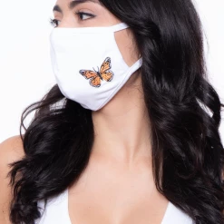 Curvy Sense Washable & Reusable Embroidered Face Mask - Butterfly