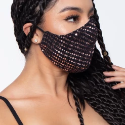 Curvy Sense Washable Dual-Layer Fitted Sequins Face Mask - Copper Face Masks