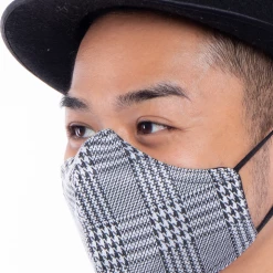 Curvy Sense Face Masks Washable Fitted & Adjustable Woven Face Mask - Gingham Black