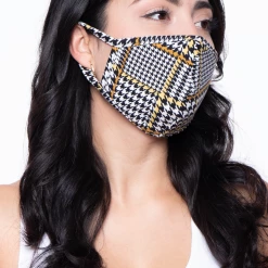 Curvy Sense Washable & Reusable Face Mask - Gingham Gold Face Masks