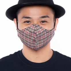 Curvy Sense Washable Fitted & Adjustable Woven Face Mask - Gingham Red Face Masks